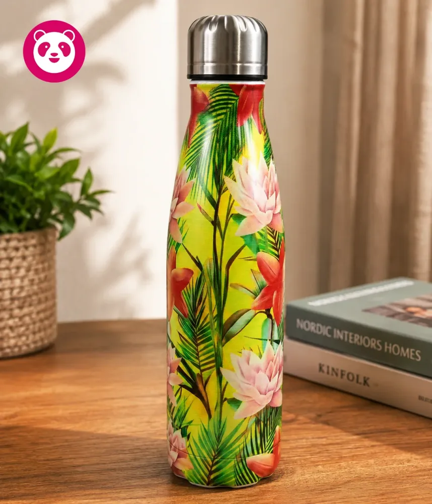 Customize Stainless Steel Thermos Flask Floral Water Bottle BPA free Tea Coffee Insulated Cup Sport Gym Drink Bottle