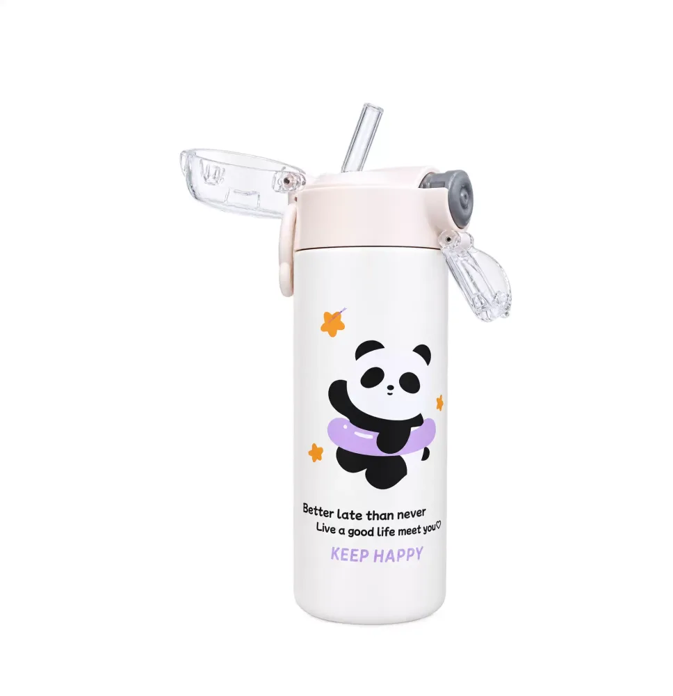 500ml Korean Stainless Steel Thermal Flask With Straw Portable Thermal Water Bottle