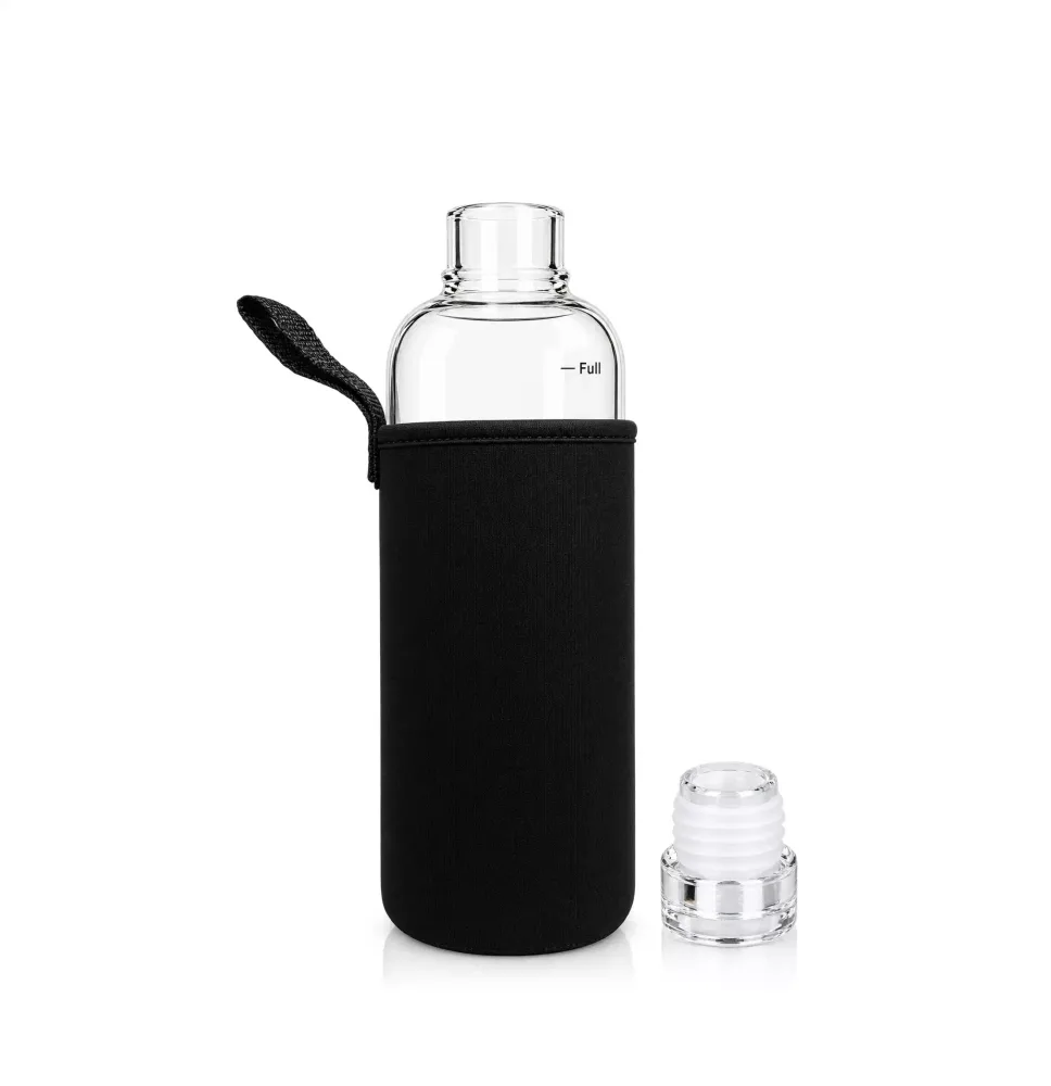 1000 ml Portable Glass Water Bottle With Time Marker Cover For Water Drink Transparent Milk Juice Simple Cup Birthday Gift